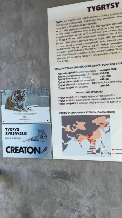 Naučná tabule s informacemi a mapou rozšíření tygrů v zoo
